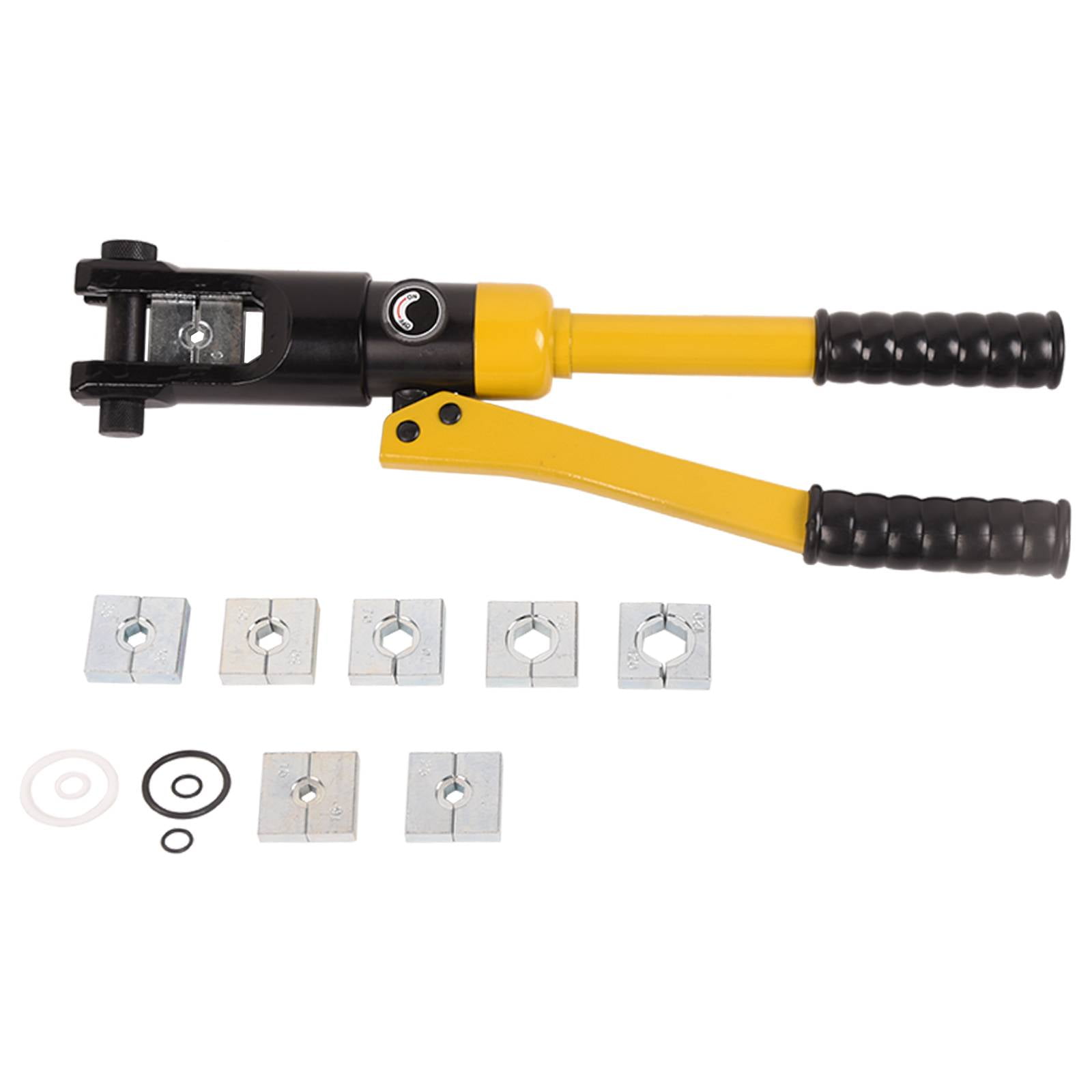 LCyindu 12T Hydraulic Crimping Tool 8AWG-250MCM Battery Cable Crimping Tool 0.55 inch Stroke Hydraulic Lug Crimper Electrical Terminal Crimper with 8 Pairs of Die Sets