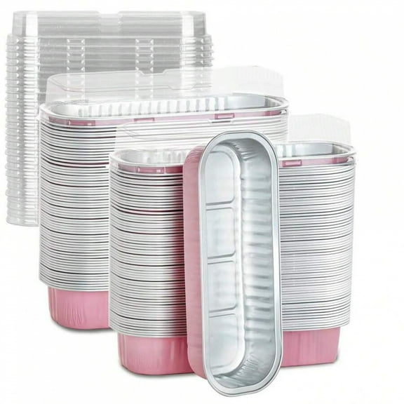 100 Pcs 6.8oz Mini Aluminum Foil Loaf Pans with Lids - Rectangular Baking Containers for Cakes, Breads, Cookies, Desserts, Party Display, Christmas & Mother's Day