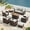 Brown-Beige, variant on Vicllax 8 Pieces Wicker Patio Furniture Set 7-Seat Outdoor Conversation Set with 42" Fire Pit Table