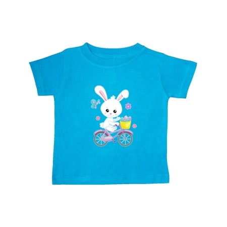 

Inktastic Happy Easter Bunny on Bicycle with Pastel Flowers Gift Baby Boy or Baby Girl T-Shirt