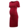 thumbnail image 2 of Zwiiyzr 2025 Robe d'Allaitement pour Femmes Enceintes, Couleur Unie, Col Rond, Manches Courtes, Rouge pour l'Allaitement, 2 of 4