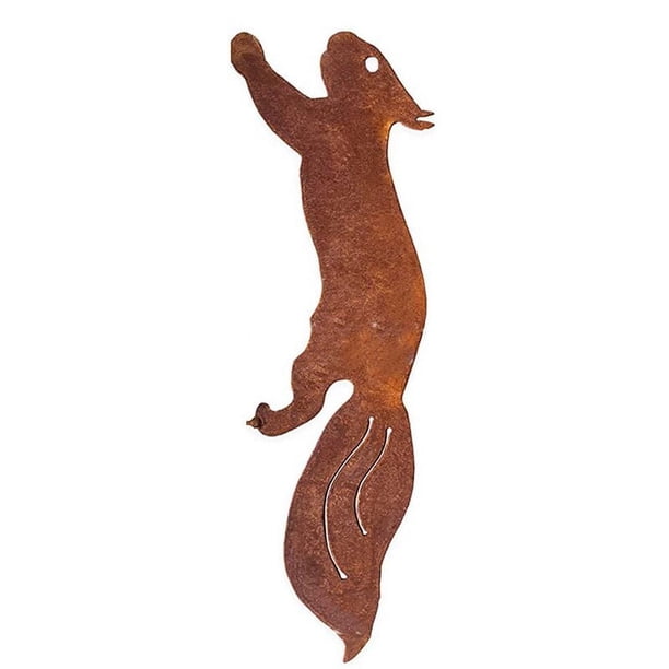 Ardilla marrón resistente al óxido, decoración exterior de acero corten, decoración de jardín de diseño único, escultura de metal para patio fácil de instalar, arte hecho a mano con pátina natural