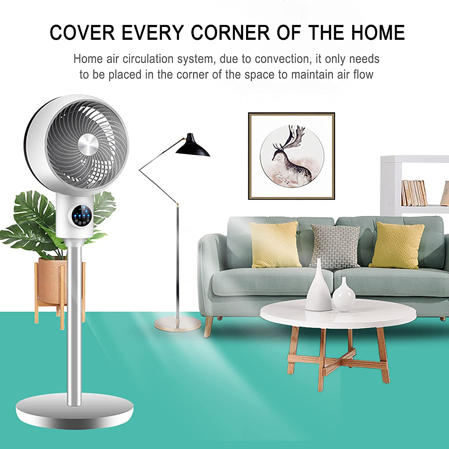SUGIFT Fans for Home, Whole Room Air Circulator Fan, 3 Speeds for Office, Bedroom, White - image 3 of 7