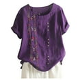 thumbnail image 3 of zttd plus size women bohemian floral embroidered shirt short sleeves top blouse, 3 of 4