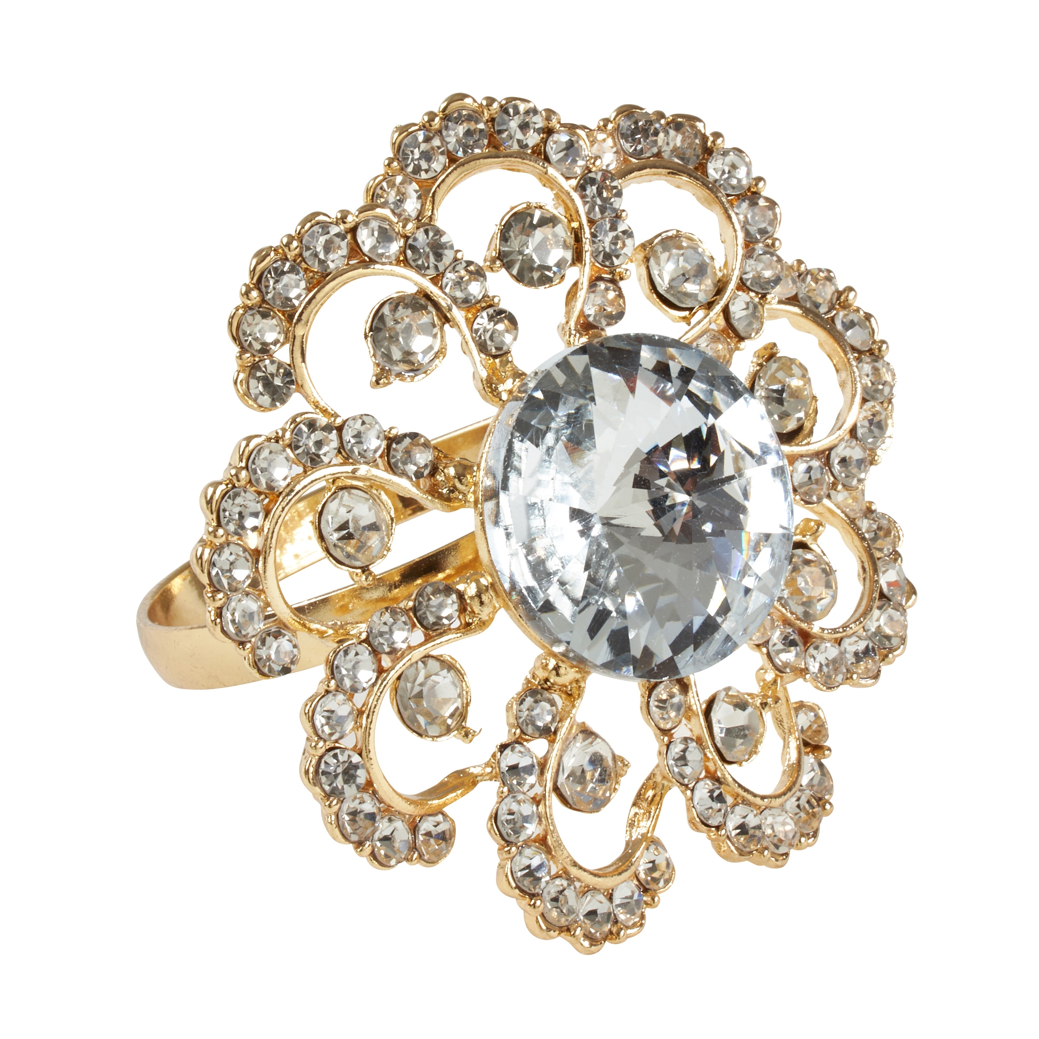 Saro Lifestyle Jeweled Floral Napkin Rings (Set of 4)