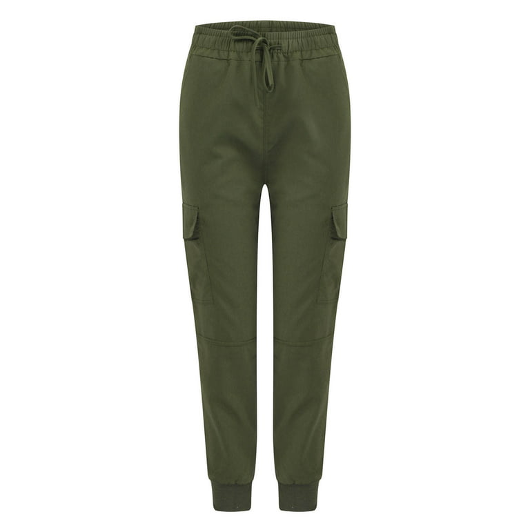Mrat Parachute Pants for Women Plus Size Drawstring Casual Plus Size Wide  Leg Pants Combat Pants Elastic Waist Pocket Loose Pants Army Green XXXXL 