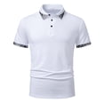thumbnail image 4 of VEKDONE Men's Golf Shirt Casual Short Sleeve Button Up Collared T-Shirt with Leopard Print Trim Summer Business Work Shirts White M, 4 of 9