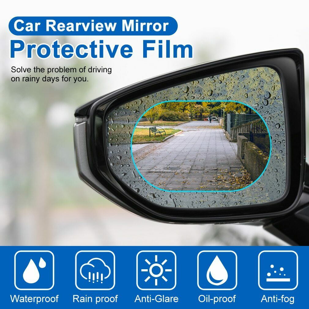 2Pcs Car Anti Water Mist Film Anti Fog Coating Rainproof Rearview Mirror Film 