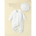 thumbnail image 6 of BemeyourBBs Baby Boy Jumpsuit and Hat Set Long Sleeve Lapel Collar Romper with Cap, 6 of 9