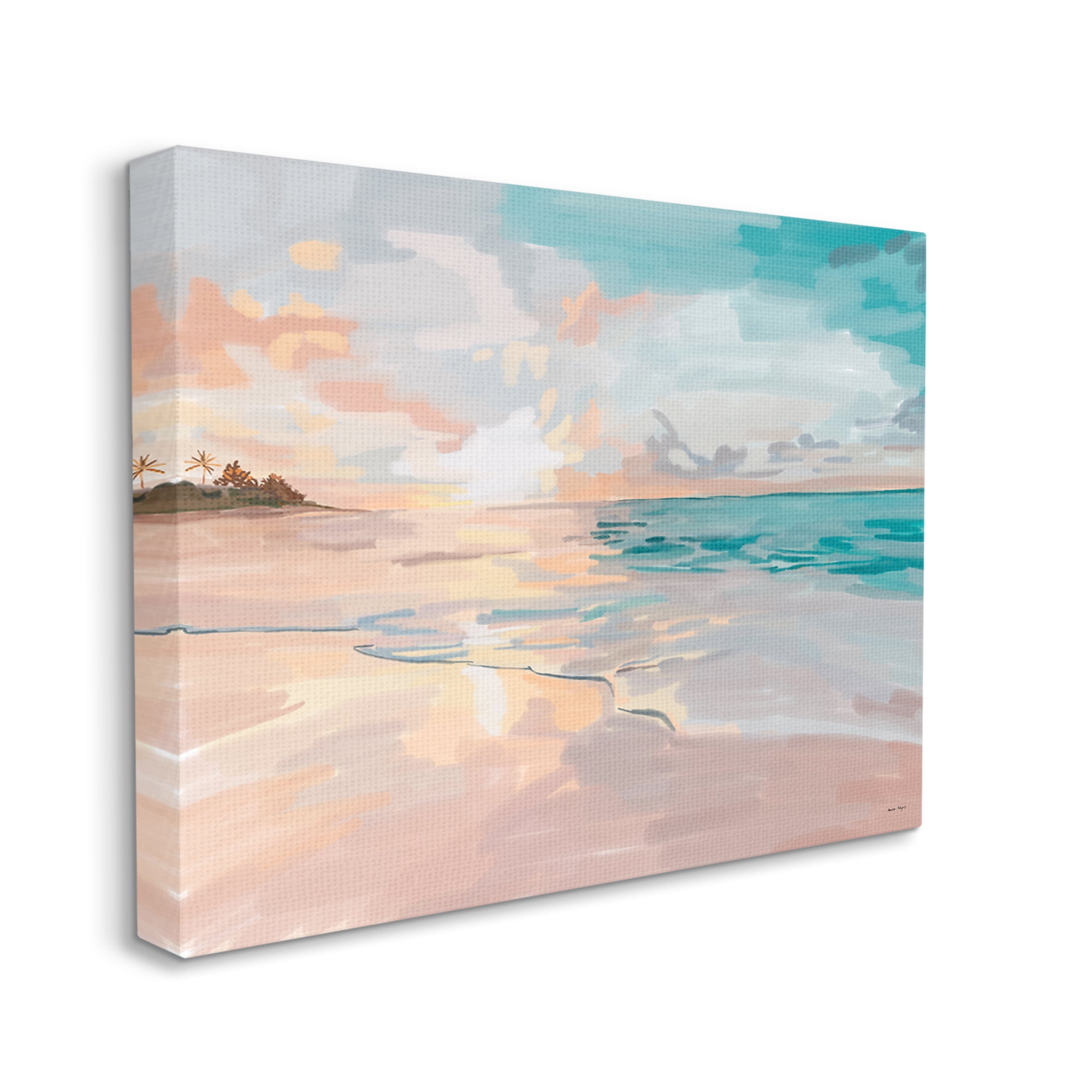 Stupell Industries Abstract Beach Sunset Nature Painting Gallery Wrapped Canvas Print Wall Art, 30 x 24