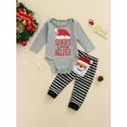 thumbnail image 2 of FOCUSNORM Unisex Baby Christmas Clothes Set, Letter Print Tops+Striped Patchwork Pants, 2 of 8