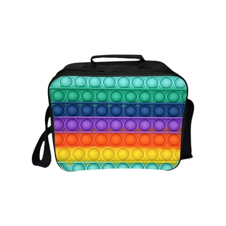 

Zoiuytrg Pop Fidget Toys Lunch Bag for Kids Adult Sensory Pop Fidget Toy to Relieve Stress Rainbow Lunch bags with Shoulder Strap