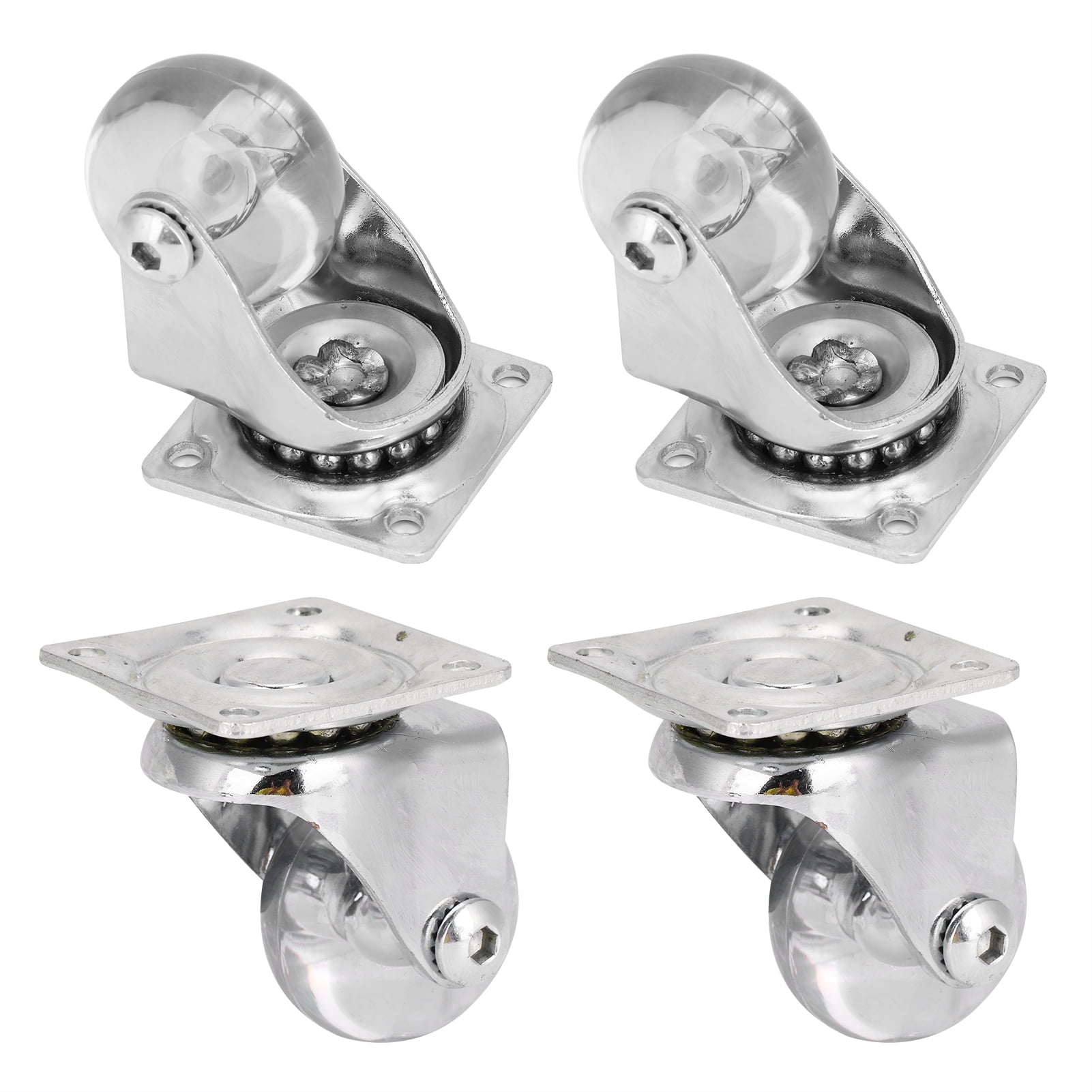 Small Caster Wheels For Furniture, Non-Marking Low Profile Casters, Heavy Duty Polyurethane Rubber Silent Casters, Smooth 360 Degrees Rotation, Set Of 4