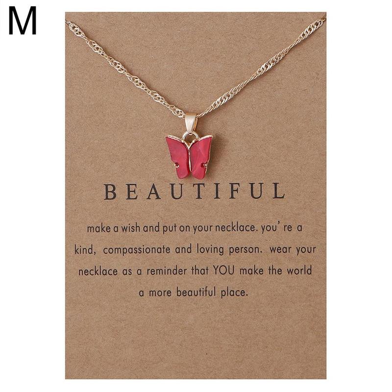 Butterfly Acrylic Pendant Necklace Clavicle Choker Jewelry Chain New Women T6A6 - image 1 of 9