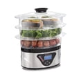 thumbnail image 1 of Hamilton Beach Digital Electric Food Steamer & Rice Cooker for Quick, Healthy Cooking with Stackable Three-Tier Bowls for Vegetables and Seafood, 8.2, 1 of 8