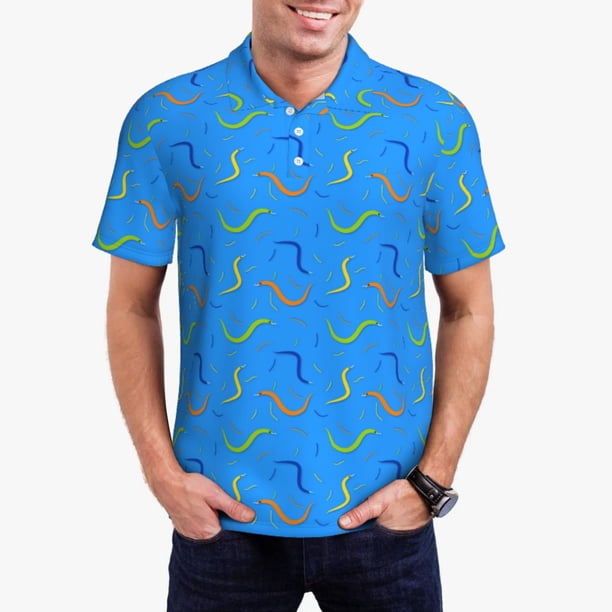 Fotbe Colorful Snake Camiseta Polo de Golf para Hombre con Estampado – Camisa Deportiva Transpirable con Cuello Abotonado-4X-Large