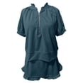 thumbnail image 6 of Short Sets for Women Short Puff Sleeve Half Zip T Shirt and Ruffled Shorts 2 Piece Matching Set Womens Lounge Set, 6 of 6