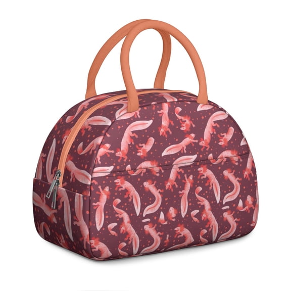 Insulated Lunch Bag Women, Reusable Watercolor Axolotl Tote Lunch Box, Leakproof Cooler Lunch Bags for Work Office Travel Picnic