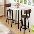 thumbnail image 5 of MOOSENG Bar Table Set of 2, Bistro Kitchen Table Sets with 2 PU Leather Bar Stools, Wood Pub Bar Table Set for Breakfast Nook Small Space Restaurant, Round Table, 5 of 8