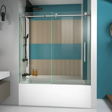 DreamLine Enigma-XT 55-59 in. W x 62 in. H Fully Frameless Sliding Tub Door in Tuxedo Finish