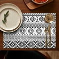 thumbnail image 5 of Black and White Geometric Boho Pattern Summer Placemats Table Placemats Set Of 4-Linen Kitchen Washable Placemats Table Mats 11.8"x17.7"Non-Slip Heat Resistant, 5 of 6