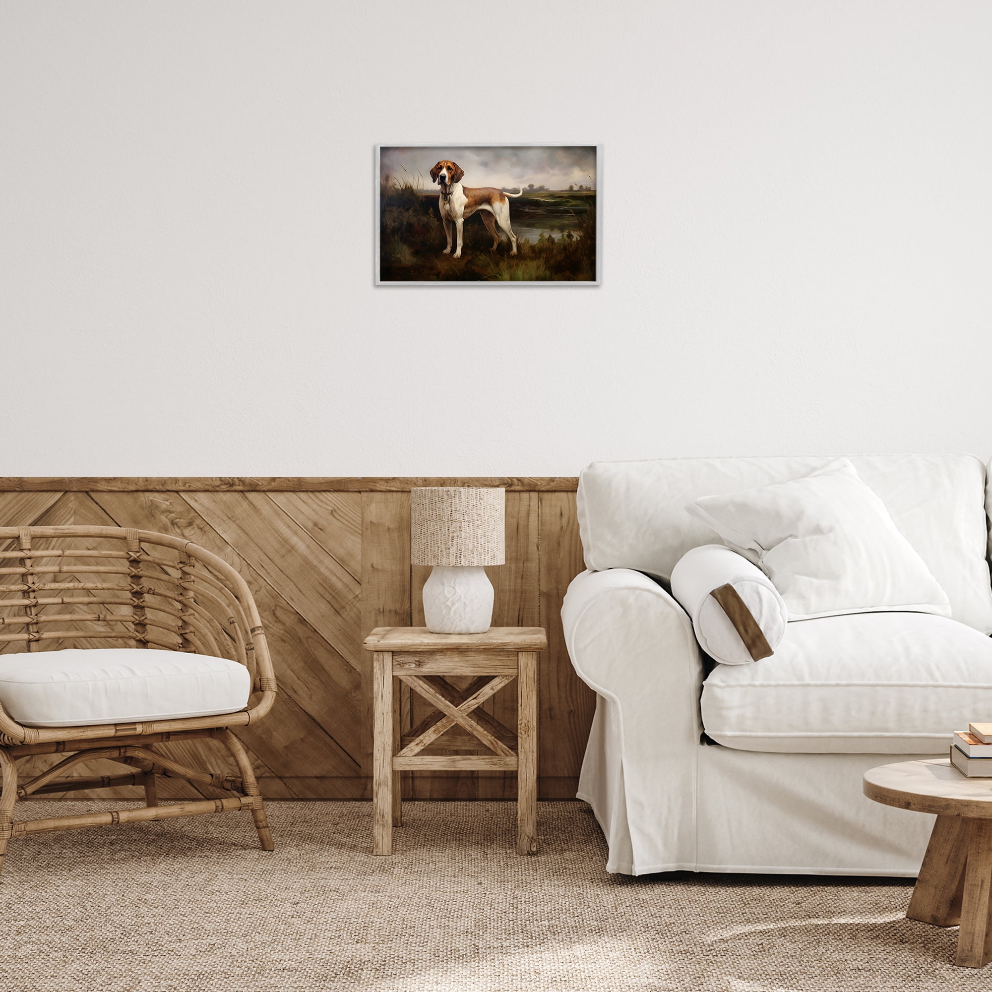 Stupell Industries On The Hunt Landscape Landscape Painting Gray Framed Art Print Wall Art, 18 x 12