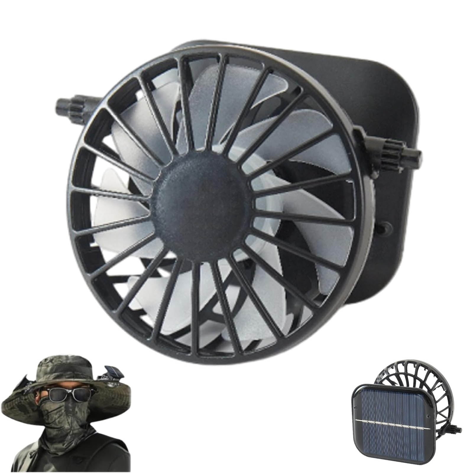 Mini Solar Powered Fan for Hat Replacement, 3-Speed Adjustable Portable Clip-on Cap Solar Fan, Lightweight Cooling Fans Hat Accessories for Outdoor Camping Fishing