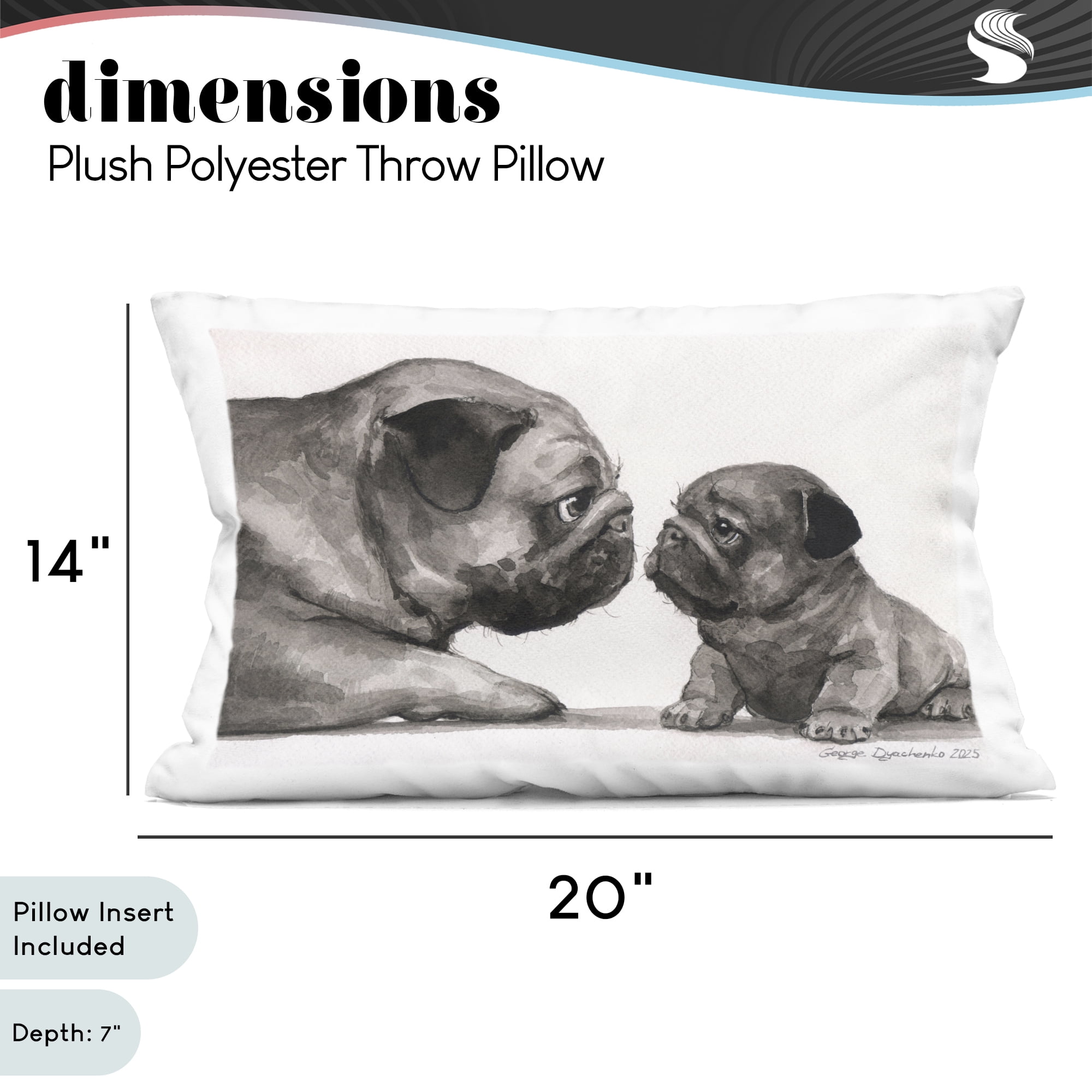 Stupell Industries Pug And Her Puppy Decorative Printed Throw Pillow, design by George Dyachenko
