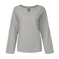 thumbnail image 4 of Babysbule Womens Long Sleeve Tops Women Fashion Loose Long Sleeve V-Neck Casual T-Shirt Blouse Tops, 4 of 9