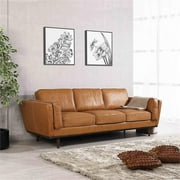 Ashcroft Modern Leather 89 3 Seater Sofa, Light Brown