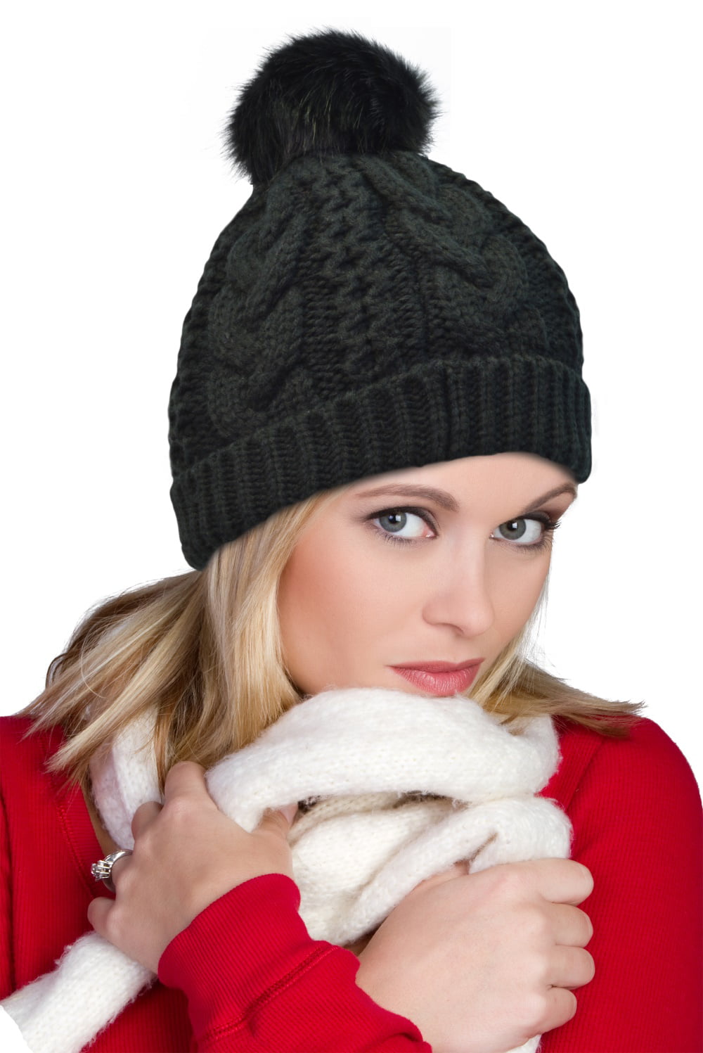 Unisex Winter Warm Knitted Slouch Bobble Pom Hat Beanie Super Soft Pom Pom Hat