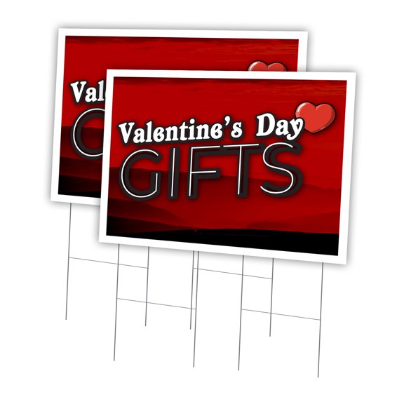Valentines Day Gifts 2 Pack Of 24" x 36" Yard Sign & Stake | Advertise Your Business | Stake Included Image On Front Only | Made in The USA