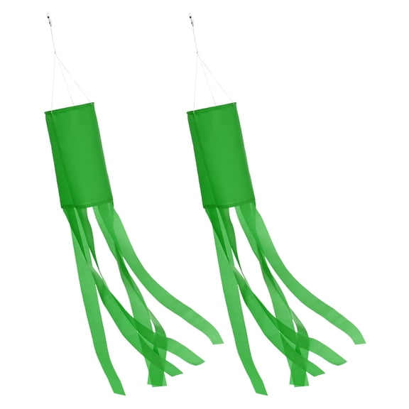 2Pack 100cm Windsock Flag Colorful Wind Socks Hanging Decor for Garden Green