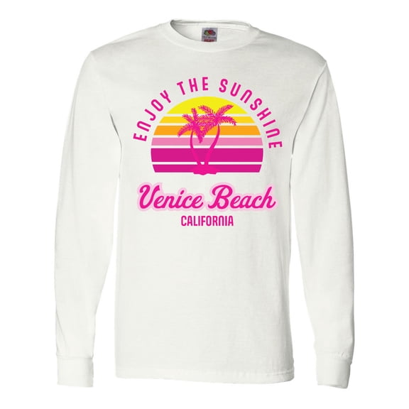 Inktastic Summer Enjoy the Sunshine Venice Beach California in Pink Long Sleeve T-Shirt