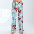 thumbnail image 6 of Women's Drawstring Valentine's Day Printed Casual Pants, Elastic Waist Lounge Pants for Women, Holiday Themed Sleepwear Pajama Pants, Comfortable Fit,Red,S, 6 of 7