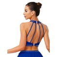 thumbnail image 4 of SiiRoh Women's Glittery Rhinestone Lyrical Ballet Dance Crop Tops Halter Neck Sleeveless Tank Top Royal Blue XL, 4 of 5