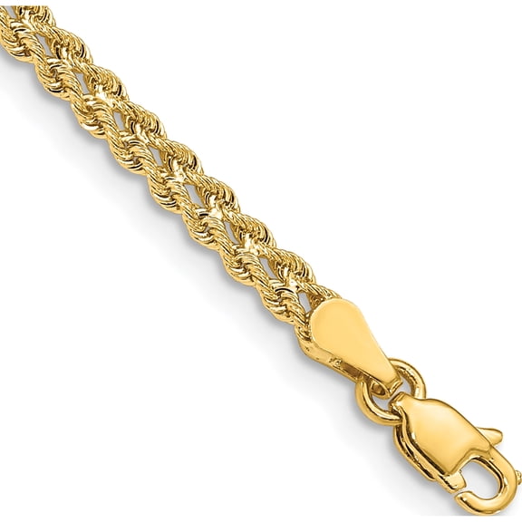 10K Yellow Gold 3.0Mm Wide Double Strand Rope Bracelet (Width 3) (Length 7) - Jbsp