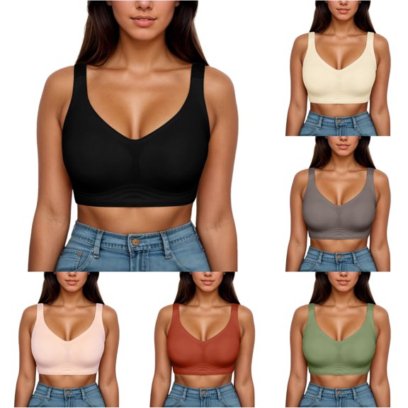 SIYUDAN Women's Sports Bra Strappy Padded Medium Support Yoga Workout Bras for Women Push Up Bras Full Coverage T-Shirt Bra, Size M