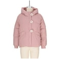 thumbnail image 5 of jtjvou Women's Winter Coat Warm Jacket with Hooded Thicken Coats Ladies Outerwear Oversized Cropped Quilted Puffer Jackets Pink XL, 5 of 6