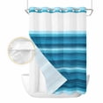 thumbnail image 2 of Turquoise Teal Ombre No Hook Shower Curtain Waterproof,Bathroom Curtains with Snap in Liners and See Through Top Window,Farmhouse Modern Abstract Striped Hotel Style Bathtub Curtains Shower 72"Wx96"L, 2 of 8