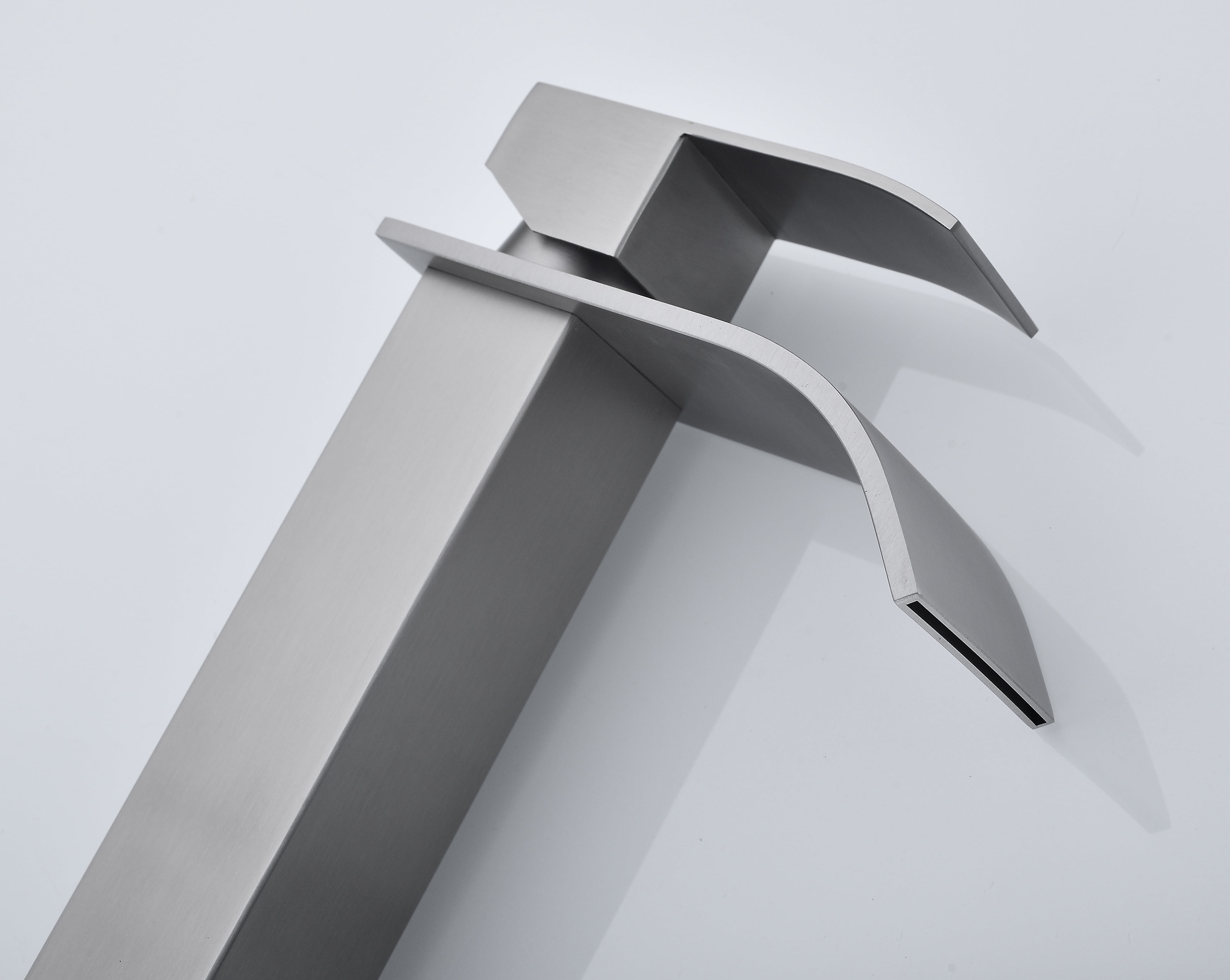 Waterfall Spout Bathroom Sink Single Handle Faucet with Pop-Up Drain (No Overflow)