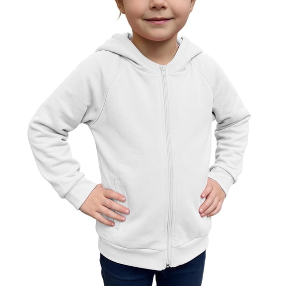 BLVB Boys Girls Zip up Hoodie Cute Hooded Sweatshirt Jacket Teen Kids Fall Winter Casual Long Sleeve Zipper Hoodies(White,13-14 Years)