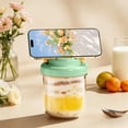 thumbnail image 6 of Glass Breakfast Cup with Lid, Spoon and Phone Holder for Overnight Oats, Yogurt, Cereal and Smoothies, 430ml Portable Food-Grade Glass Jar, 6 of 6