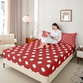 thumbnail image 4 of Homewish Red White Geometric Circle Boy Girl Twin Sheet Sets 3pcs,Polka Dots Twin Fitted Sheet Microfiber,Vintage Aesthetic Breathable Flat Sheet,Luxury Bedroom Decor, 4 of 7
