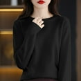 thumbnail image 2 of Holzkary Sweaters for Women 2025 Sweaters for Women Knit Crew Neck Long Sleeve Soft Pullover Sweater 4.4 4.4 Out of 5 10 Ratings : $5.99 Long Sleeve Seamless Knit Top Knit Sweater Black L, 2 of 4