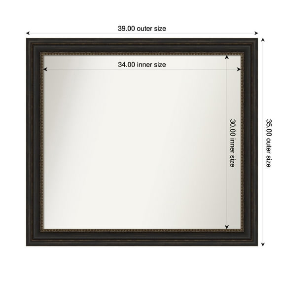 Amanti Art Custom Framed Wall and Bathroom Mirror (35 x 39 in.), Accent Bronze Frame