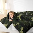 thumbnail image 4 of Feelyou Kid Dinosaur Queen Comforter Set, Green Camouflage Bedding Comforter Set, 3pcs, 4 of 8