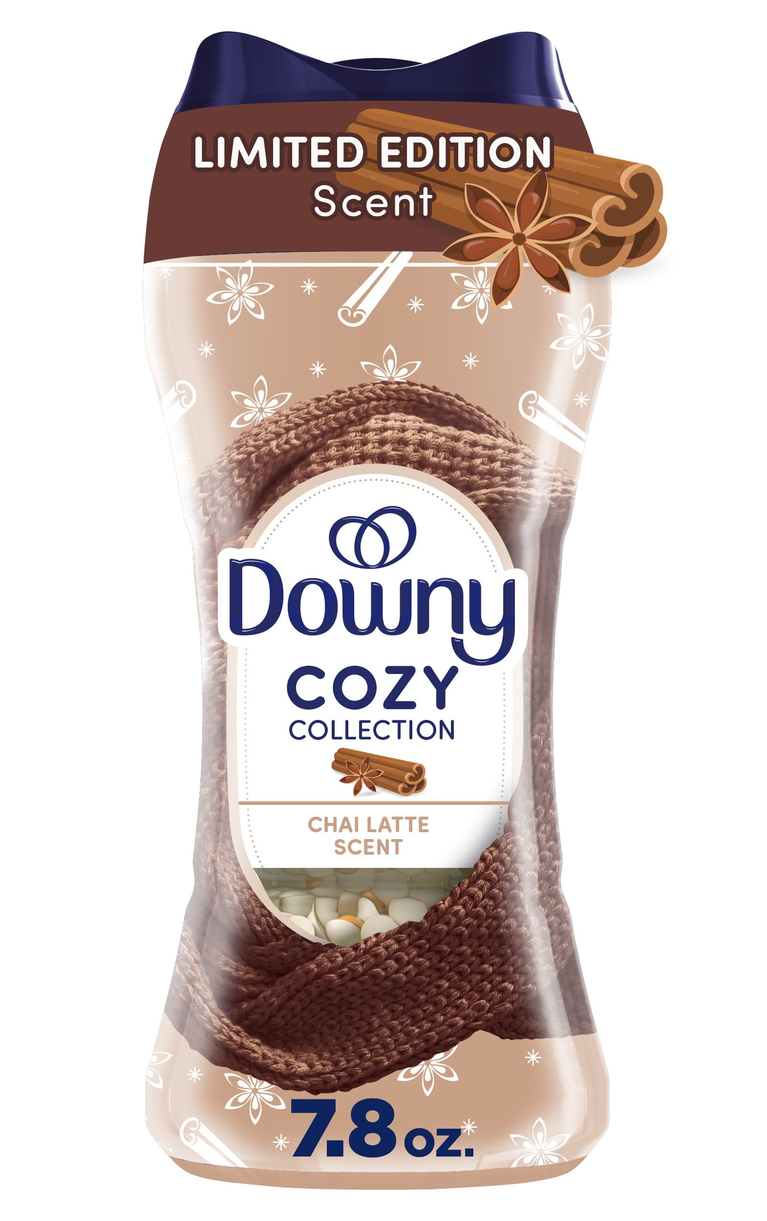 (4 pack) Downy Cozy Collection In-Wash Laundry Scent Booster Beads, Chai Latte Scent, 7.8 oz
