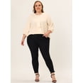 thumbnail image 3 of Women's Plus Size Work Round Neck Ruffle Chiffon Blouse Top Beige 4X, 3 of 5