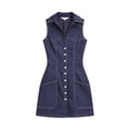thumbnail image 5 of Women's V-Neck Short Sleeve Denim Shirt Dress with Button Front, 5 of 7